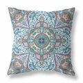 Palacedesigns 16 in. Medallion Indoor Outdoor Zippered Throw Pillow Pale Blue & Pink PA3108916